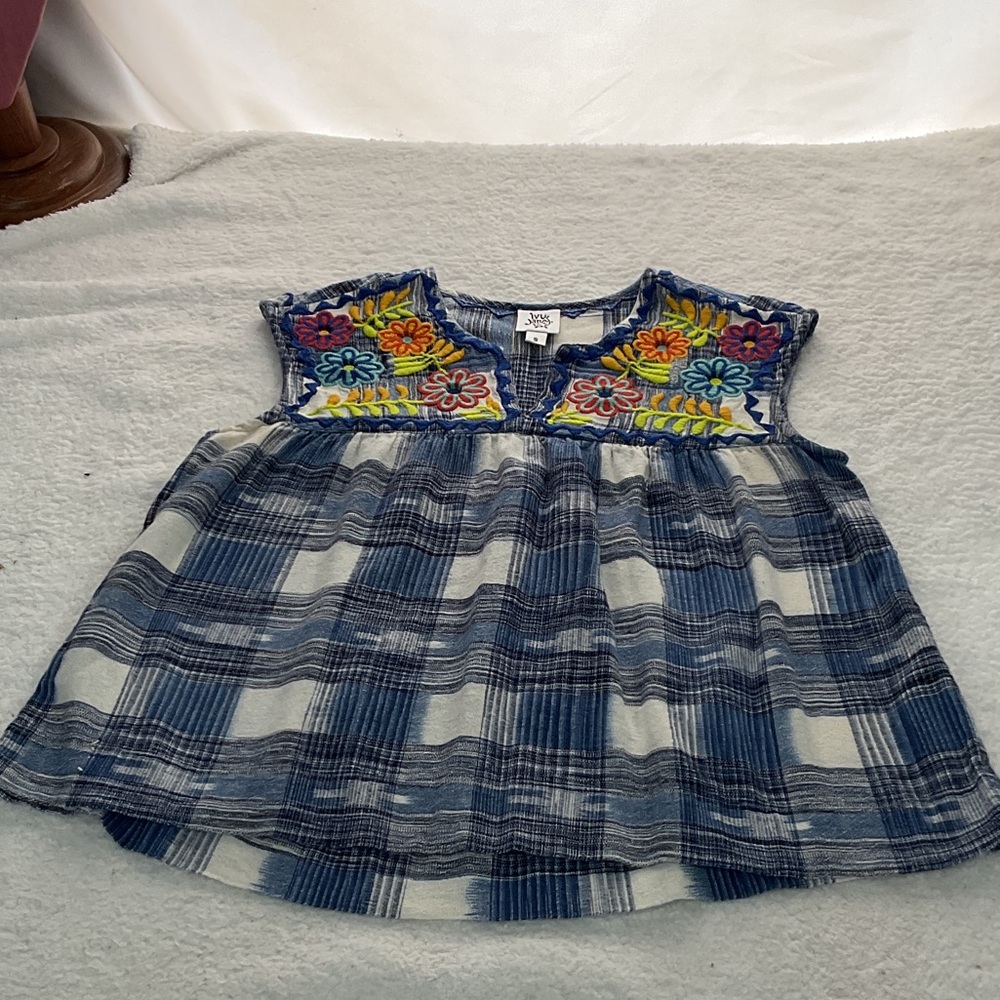 Ivy Jane Blue and White Plaid sleeveless Top